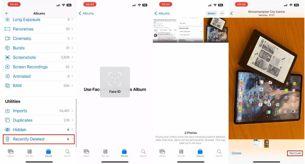 蒲城苹果14维修分享 iPhone14 上恢复已删除的照片 