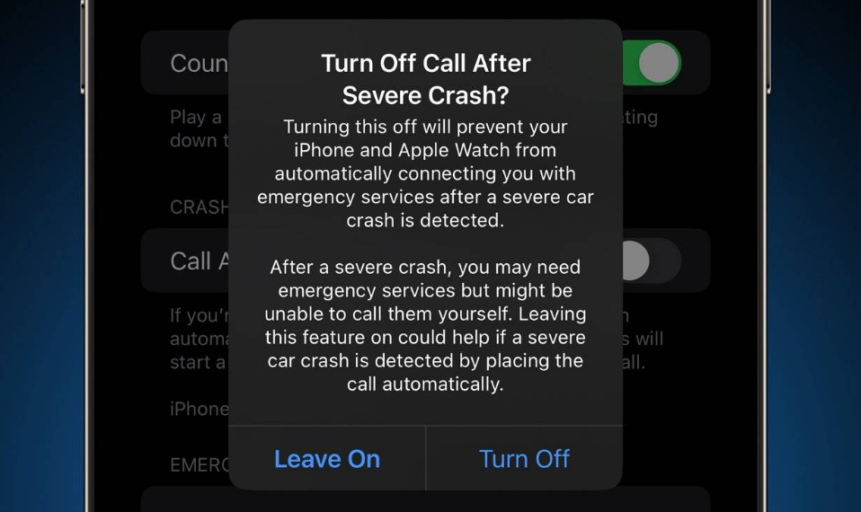 蒲城苹果14维修分享 iPhone 14 和 Apple Watch 上关闭崩溃检测 