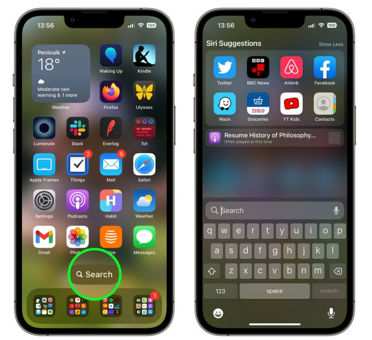 蒲城苹果手机维修分享升级到 iOS 16 后，如何删除主屏幕上的搜索按钮 