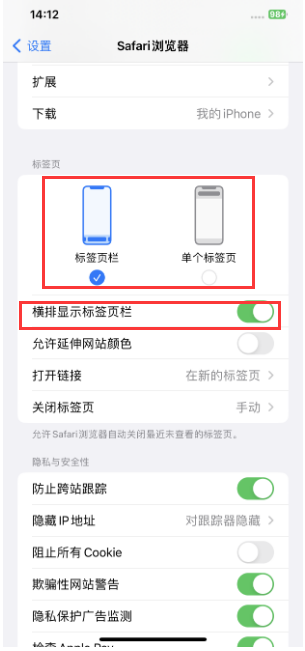 蒲城苹果手机维修分享Safari浏览器如何切换标签栏位置 