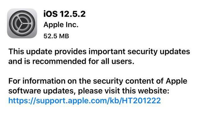 蒲城苹果手机维修分享iOS12.5.2发布，建议所有老苹果用户安装 